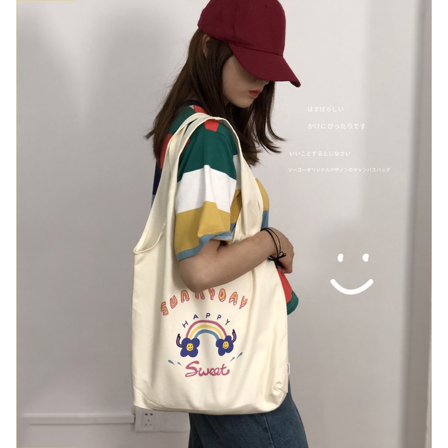 Túi tote vải mềm trơn đeo chéo canvas giá rẻ LUVADO TX791