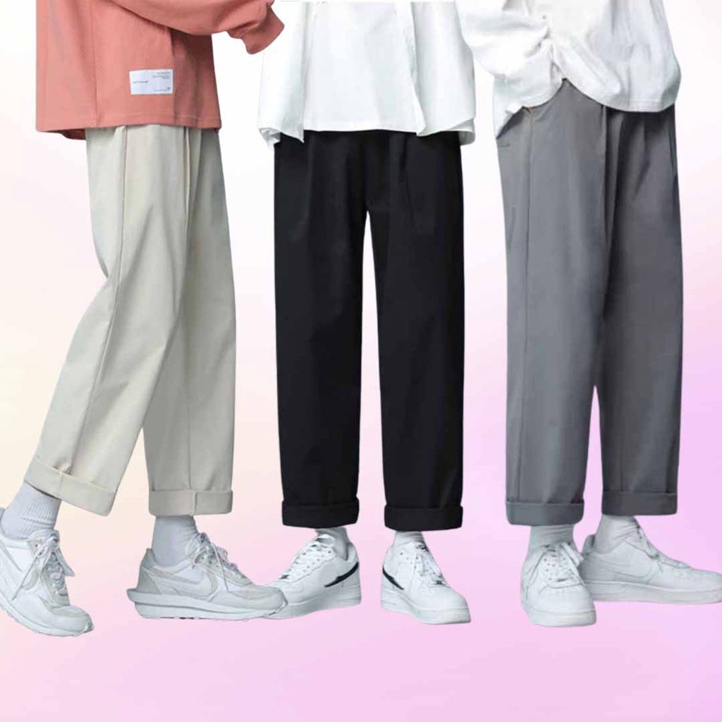 uần baggy ống rộng suông Nam Nữ chất liệu kaki mềm mịn có size lớn dài, ba màu đen kem x