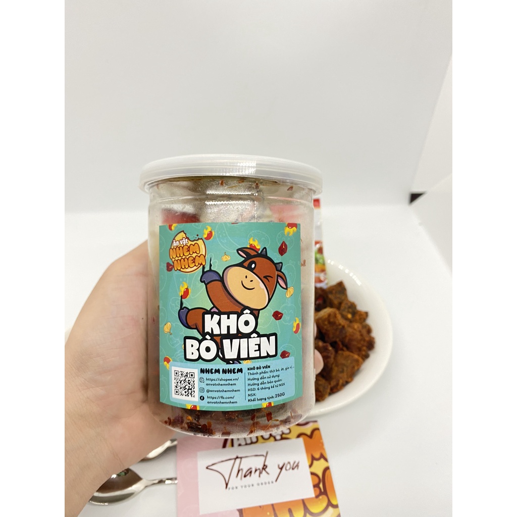 Khô bò viên Nhem Nhem 250g Đồ ăn vặt Hà Nội vừa rẻ vừa ngon | BigBuy360 - bigbuy360.vn