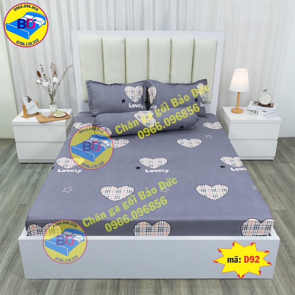 Bộ ga giường cotton poly bo chun chắc chắn( gồm 4 món)