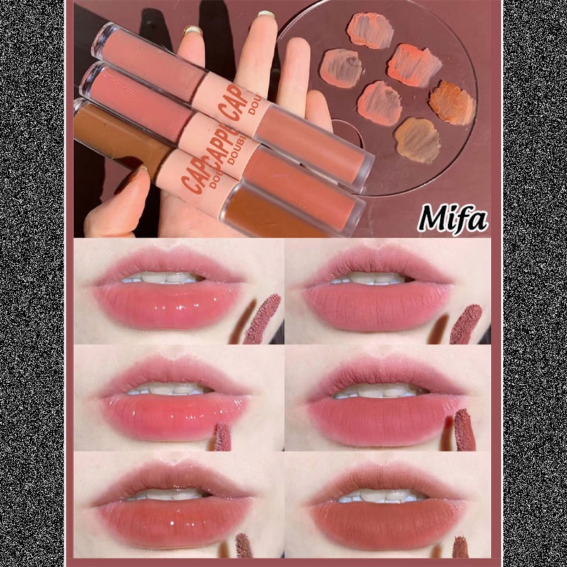 Son môi Cappuvini 2 đầu, Son nội địa mềm mịn lâu trôi hot trend chống thấm nước hàng nội địa trung Mifa Beauty
