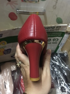 Giày nữ cao gót màu đỏ đô 7 phân da mờ