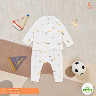 Bộ moon dài tay cúc chéo chất PETIT 0-3,3-6m