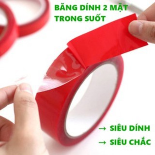 Băng Keo Dán 2 Mặt Trong Suốt Siêu Dính 12mm x 3m