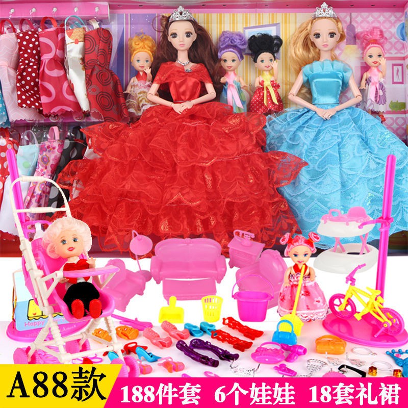 Thay thế Bộ búp bê Barbie hộp quà lớn váy cưới công chúa bé gái chơi nhà đồ biệt thự lâu đài