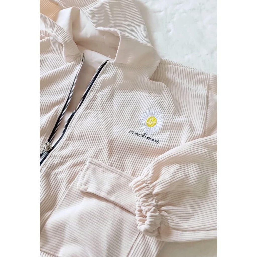 [Siêu sale sốc] Áo khoác bombers nhung tăm in hoa cúc cute BBQ RumHana | BigBuy360 - bigbuy360.vn