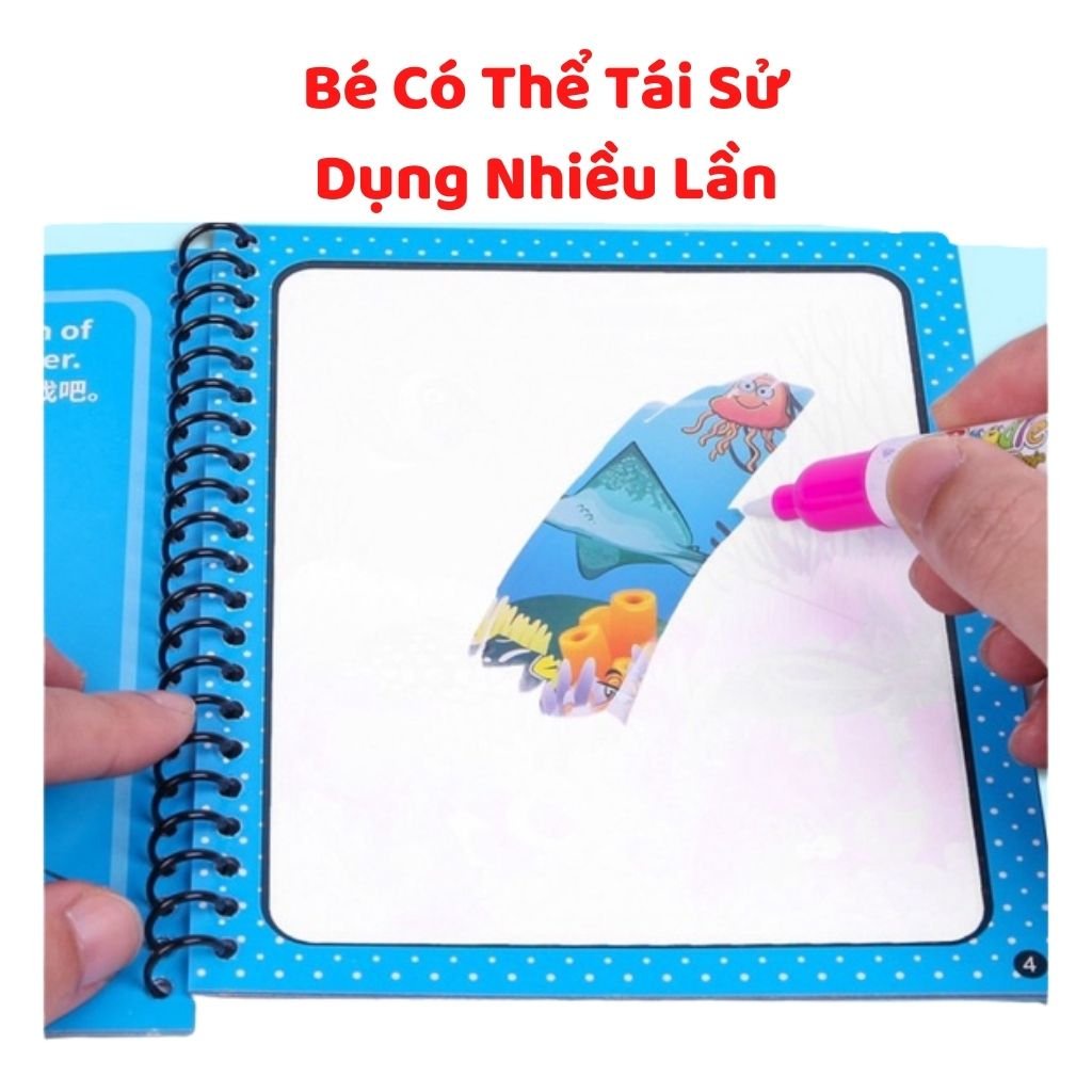 Combo 3 Sách Tô Màu Nước Ma Thuật Cho Bé, Sổ Tập Tô Có Màu (Tặng Kèm Bút) - THƯ VIỆN ĐỒ CHƠI