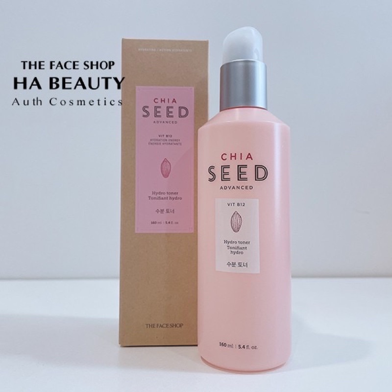 Nước hoa hồng dưỡng ẩm trắng da se khít lỗ chân lông chống lão hóa The Face Shop Chia Seed Advanced Hydro Toner 160ml