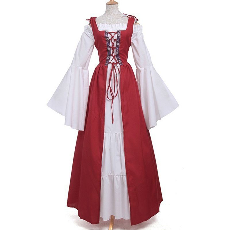 Đầm Dài Thắt Eo Tay Loe Phong Cách Thời Phục Hưng Gothic Cổ Điển Dành Cho Nữ