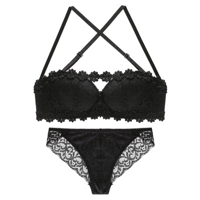 Gathered underwear without rims sexy lace bra set | BigBuy360 - bigbuy360.vn