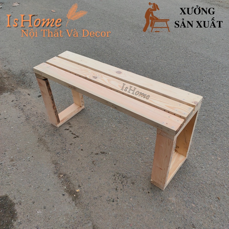 Ghế Pallet Gỗ Thông Dày - Decor Quán Cà Phê - Size 100x30 cao 50cm