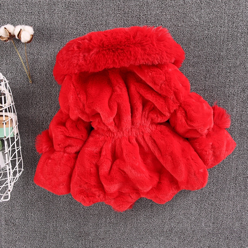 Áo khoác IQ ANGEL lông giả dày cổ phối lông thời trang mới cho bé gái