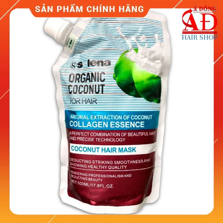 DẦU HẤP DỪA SELENA ORGANIC COCONUT COLLAGEN HAIR MASK MỀM MƯỢT NGĂN RỤNG TÓC 500ML