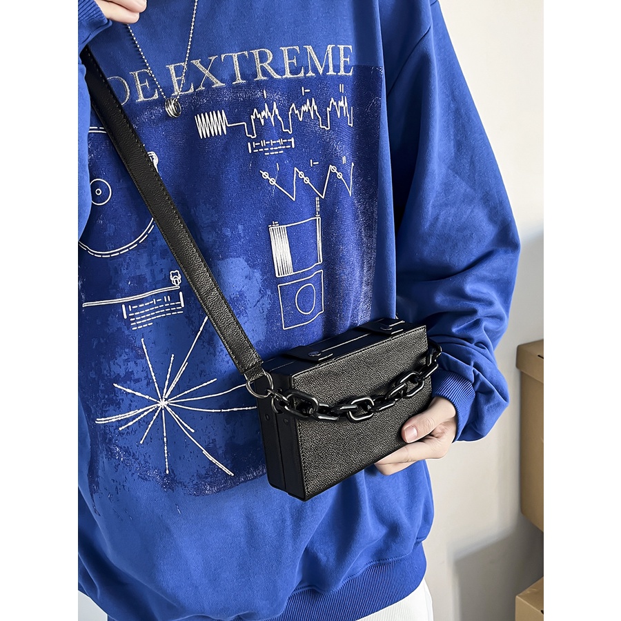 Túi da đeo chéo nhỏ nam nữ unisex hình hộp chữ nhật chất liệu da