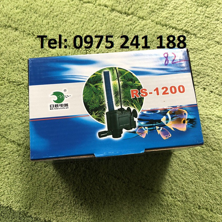 Máy bơm lọc nước hồ cá cảnh RS 1200, 8W, đẩy cao 80cm, có kết hợp thổi khí oxi