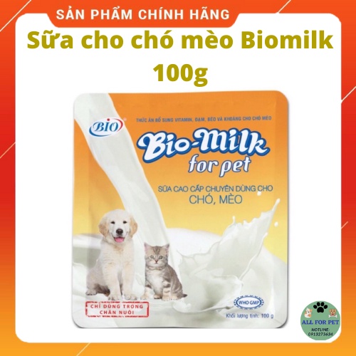 [HÀNG CHÍNH HÃNG] Sữa bột dinh dưỡng cho chó mèo Biomilk gói 100g