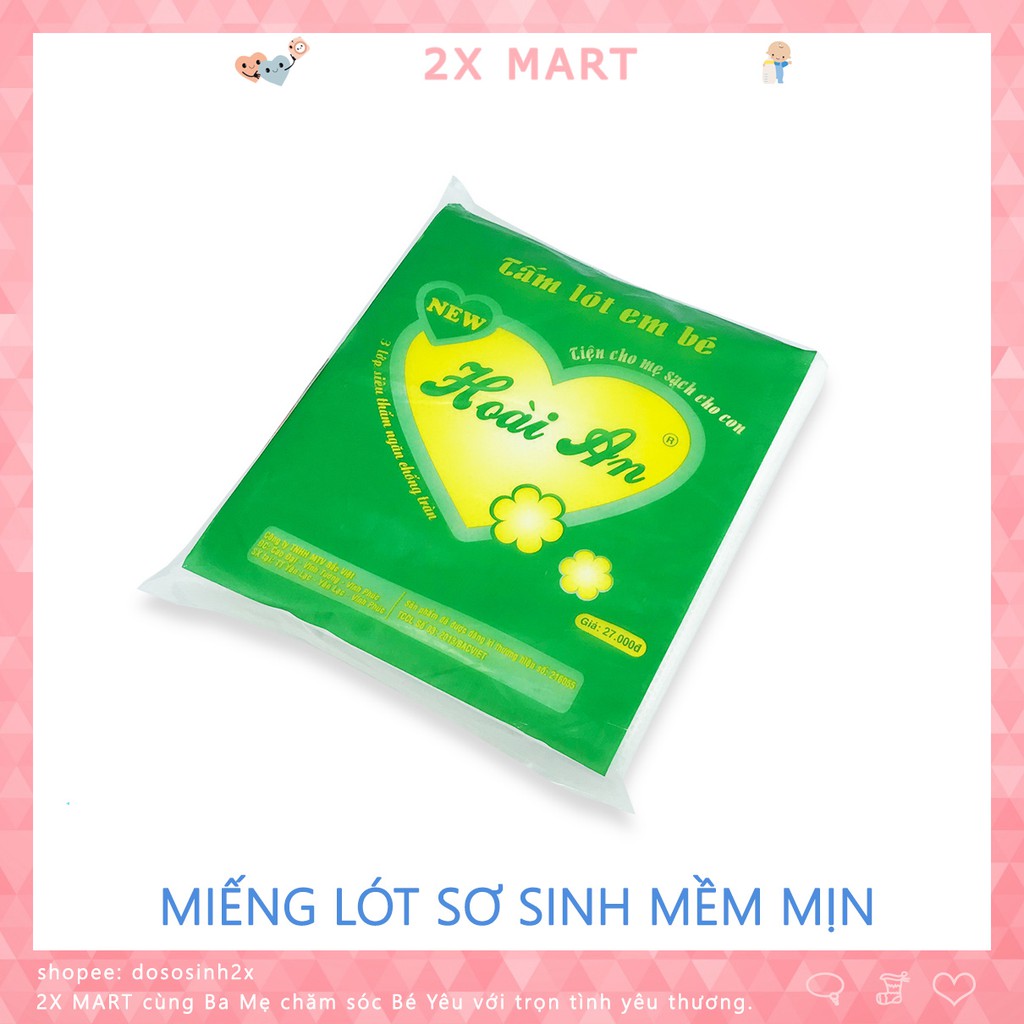 Tấm lót phân su em bé. Miếng lót sơ sinh Baby Hiền Trang, Hoài An trắng 3 lớp chống tràn hiệu quả - 2X MART