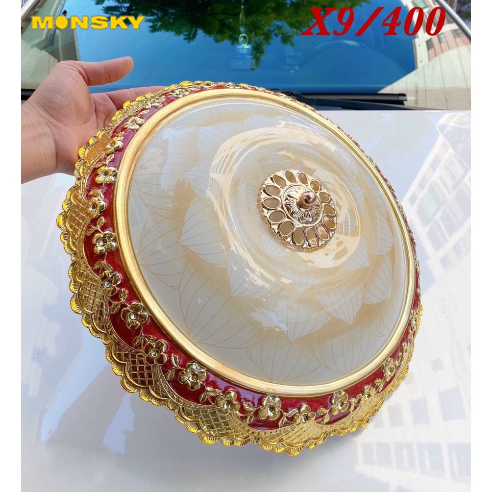 Đèn ốp trần pha lê MONSKY LIMES X9 hiện đại với 3 chế độ ánh sáng cao cấp trang trí nội thất sang trọng.