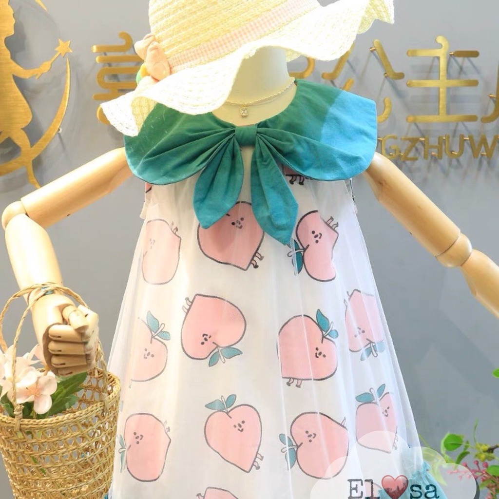 Váy bé gái quả đào nơ cổ đuôi cá XHN1030