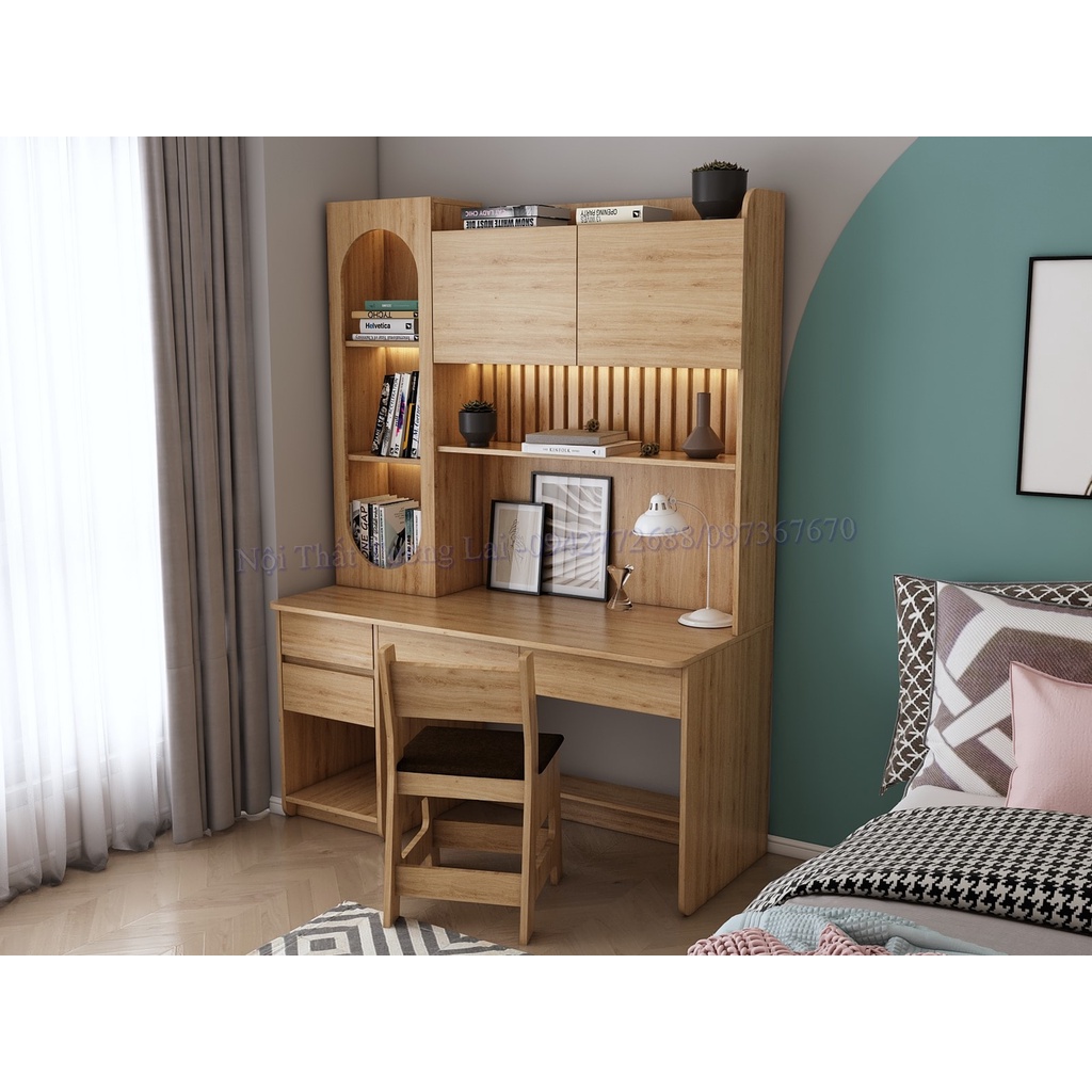 Bàn học- Bàn làm việc BH6806 gắn đèn LED đep cho học sinh - sinh viên