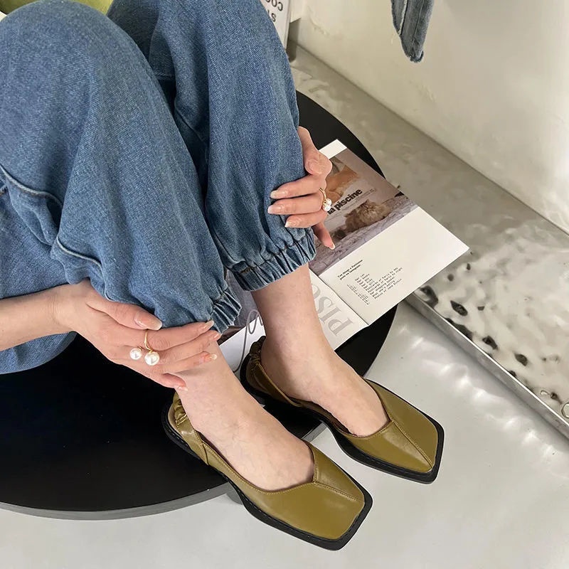 Giày Sandal Mũi Vuông Size Lớn 35-43 Thời Trang Mùa Hè Pháp Cho Nữ 41 # 42