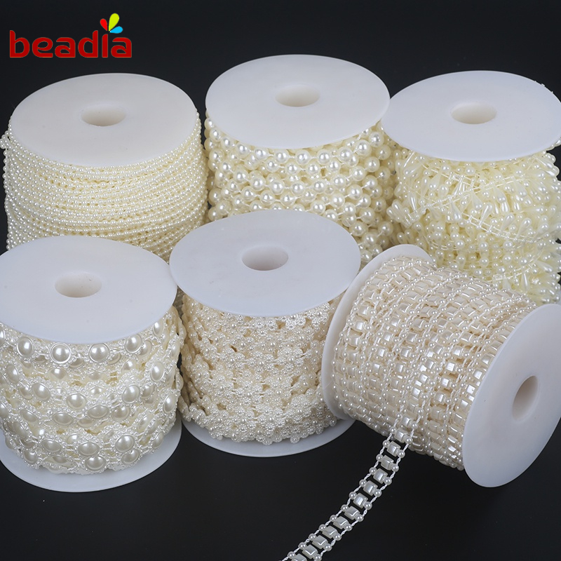 Beadia Chuỗi hạt ngọc trai kép bằng ABS nhân tạo Beadia màu be dùng làm trang sức DIY