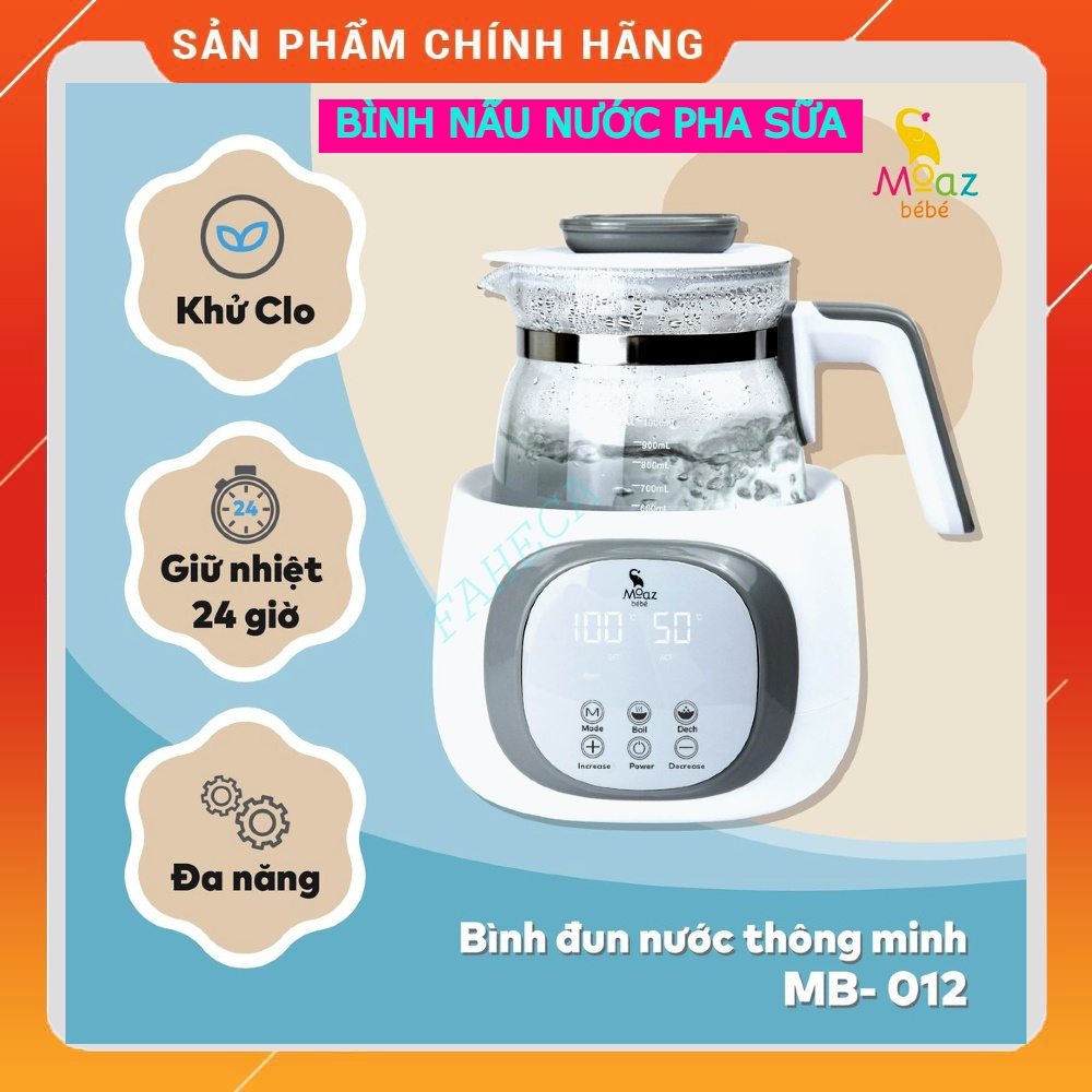 (HỎATỐC-1H)Bình đun nước thông minh MOAZ BÉBÉ MB – 012 nấu nước pha sữa cho bé, giữ nhiệt 24h, hâm nước, Bebe MB012