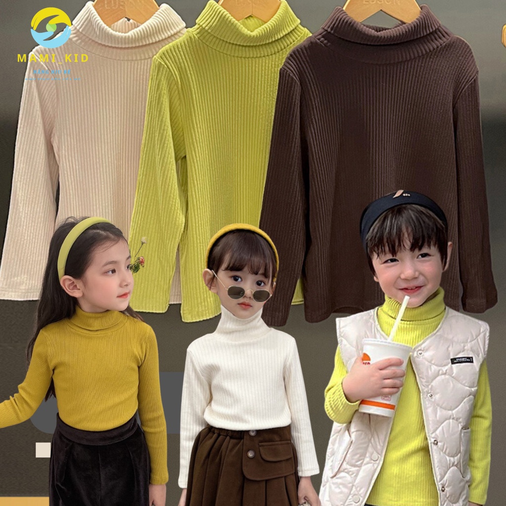 Áo Giữ Nhiệt Cho Bé Cổ Lọ siêu ấm, Áo Cao Cổ Cho Bé 10-40kg, chất len tăm mềm đẹp Shop mamikid