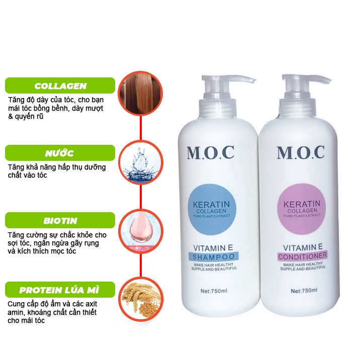 Dầu gội đầu MOC Keratin Collagen Phục Hồi Tóc Hư Tổn, giúp mọc tóc nhanh Lamyra
