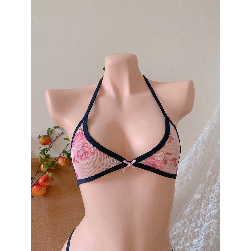 Bộ lót lọt khe - Set cosplay ren xuyên thấu gợi cảm Kellywang