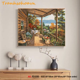 Tranh tô màu theo số Tranhsohoavn căn nhà bên rừng PC4209