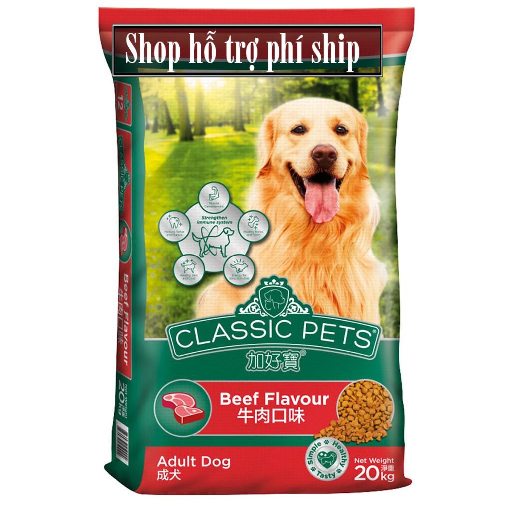 Bao lớn 20kg Đồ Ăn Cho Chó Trưởng Thành Hương Vị Thịt Bò Nướng Classic Pets (20kg)