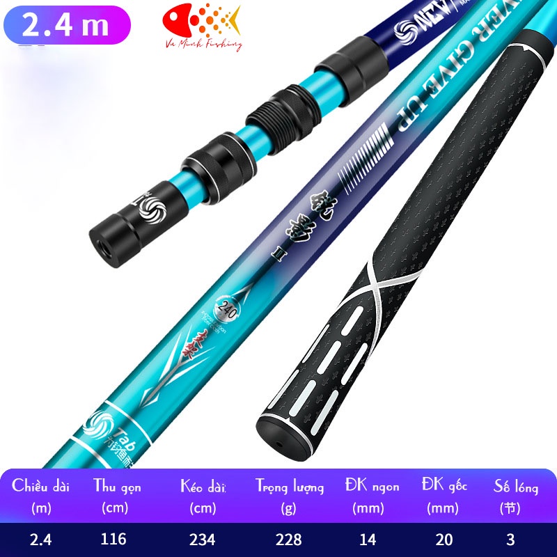 Vợt Cá Cacbon Vành Tròn Có Thể Thu Gọn Chuyên Dùng Câu Đài Vợt Cá Câu Đài Tab