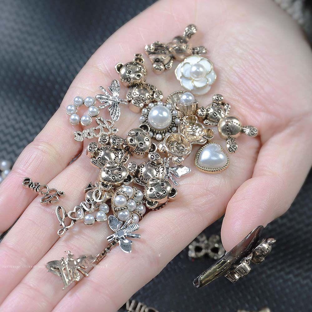 Phụ Kiện Trang Trí Móng Tay Nghệ Thuật Chống Rơi Tiện Dụng|Phụ Kiện Trang Trí Móng Tay Hình Trái Tim / Gấu Kiểu Retro Nhật Bản Dễ Thương DIY