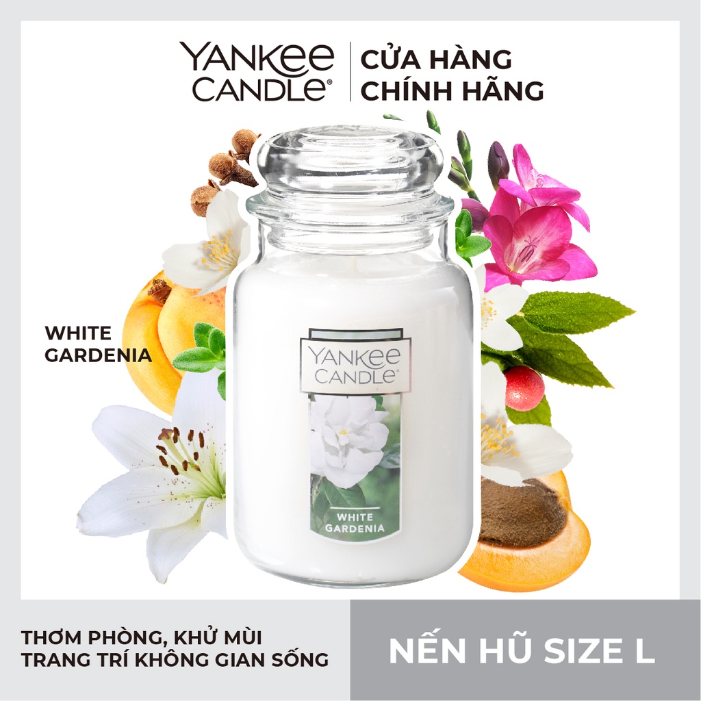 Nến hũ Yankee Candle size L - White Gardenia