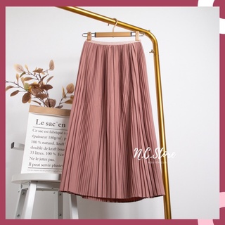 Chân Váy Midi Xếp Ly Dài Cạp Chun hàng Quảng Châu Đẹp