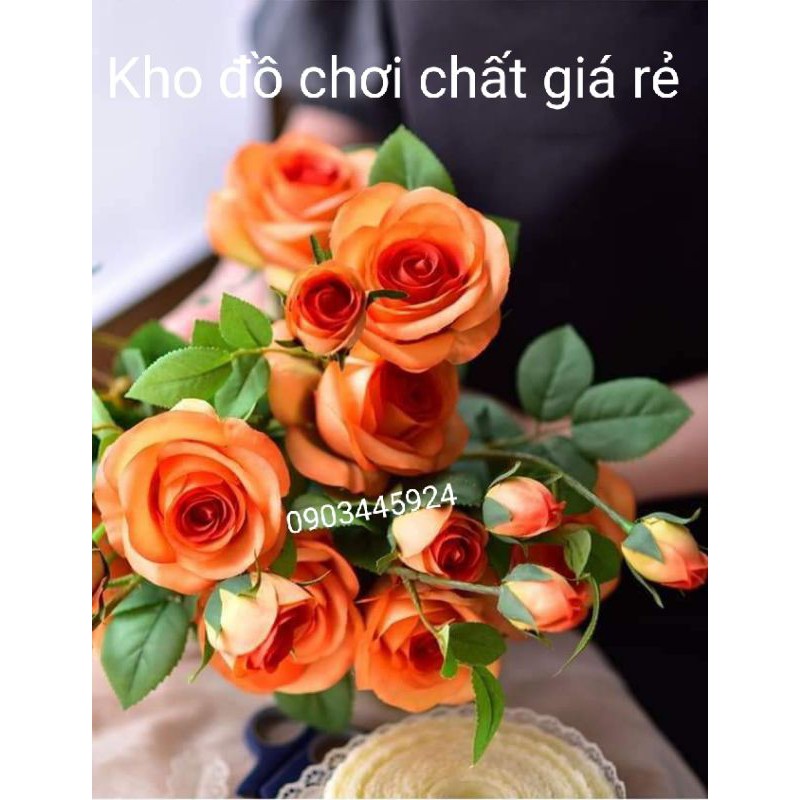 Cành Hồng Pháp cao cấp cao 70cm-Hoa Giả