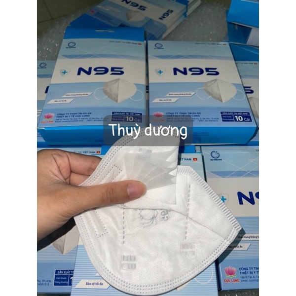 khẩu trang n95 không van cửu long màu trắng (1hộp 10 cái)
