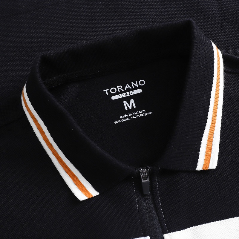 Áo polo nam TORANO phối màu color-block khóa cổ co giãn tốt TP002