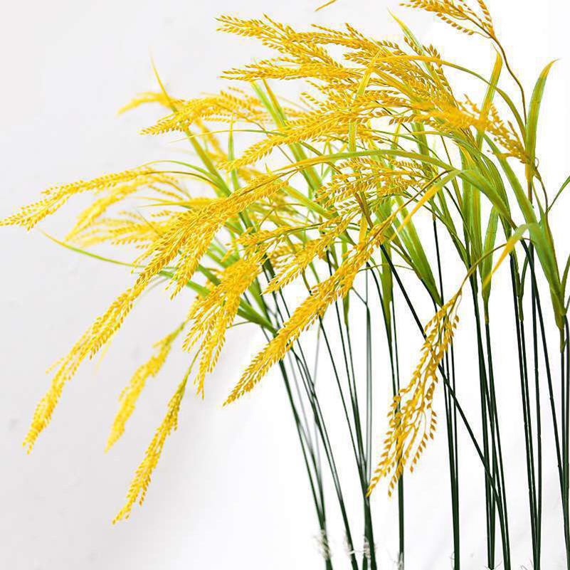 Hoa giả - Combo 10 bông bông lúa giả Havi 40cm cành 5 nhánh trang trí giống thật, sung túc ấm no