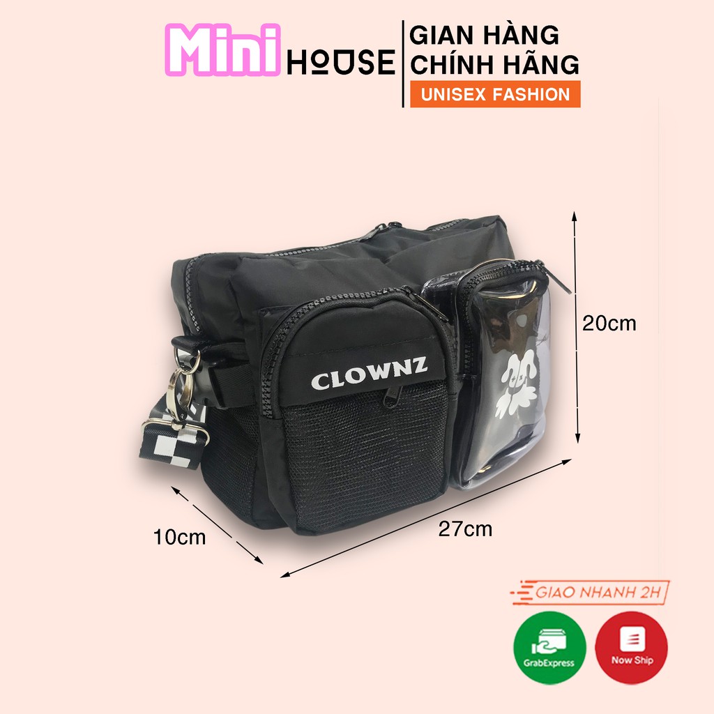 Túi đeo chéo Clownz cao cấp ZAMAC phong cách unisex chất dù chống nước - Đen MNT03