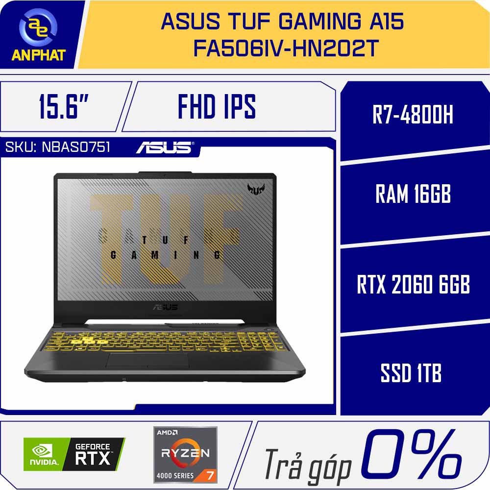 Laptop ASUS TUF FA506IV-HN202T R7-4800H 16GB 1TB SSD RTX2060 15.6"FHD IPS 144Hz W10