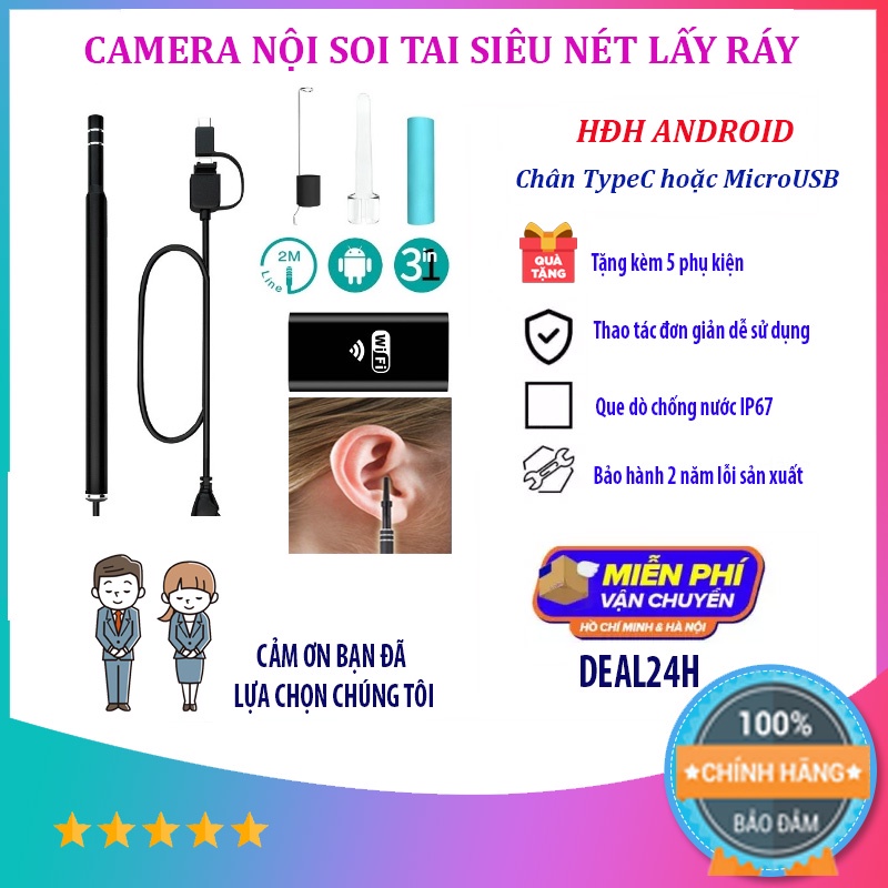 Cách sử dụng Camera Nội Soi Tai Lấy Ráy Tai Siêu Nét Tại Nhà - Thiết kế Thông Minh, Nhỏ Gọn, Chống nước,chuẩn IP67