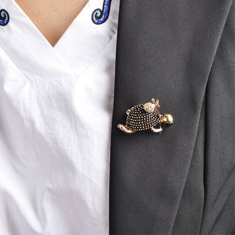 Huy Hiệu Cài Áo Hình Chú Rùa Đính Đá Thời Trang