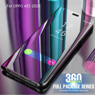 Ốp Lưng Da Nắp Gập Màu Trơn Có Mặt Gương Phía Trước Cho Oppo A53