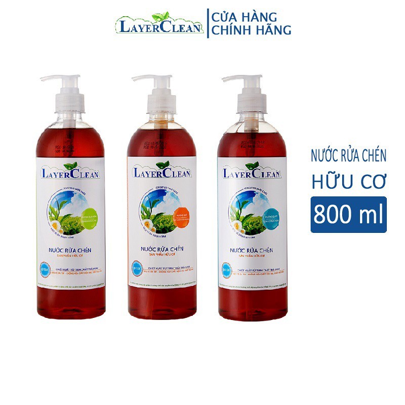 Nước rửa bát hữu cơ Layer Clean hương Quế, hương Quýt 800ml