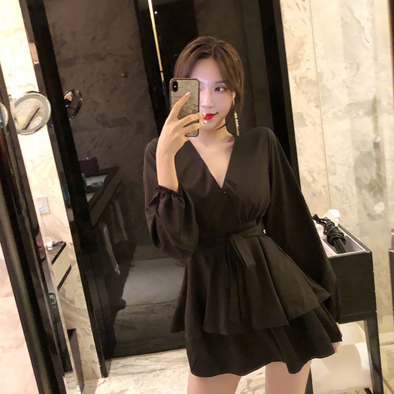 Đầm tay dài màu trơn thời trang cho nữ