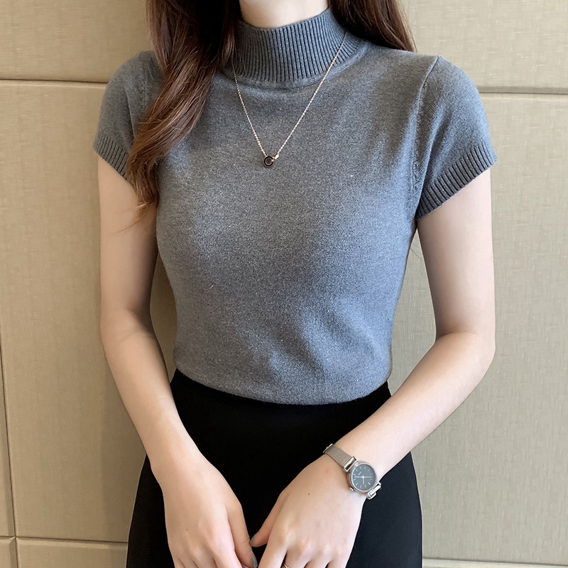 Áo Sweater Mỏng Tay Ngắn Cổ Cao Thời Trang Mùa Hè 2020 Dành Cho Nữ | BigBuy360 - bigbuy360.vn