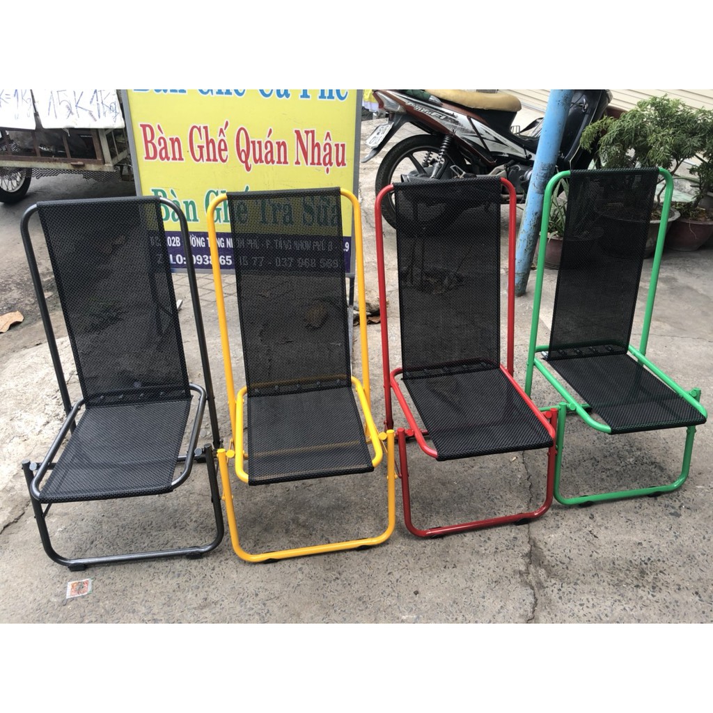 Ghế Xếp Lò Xo Khung Sắt Lưng Cao Ghế Cà Phê Ghế Trà Sữa Ghế Câu Cá