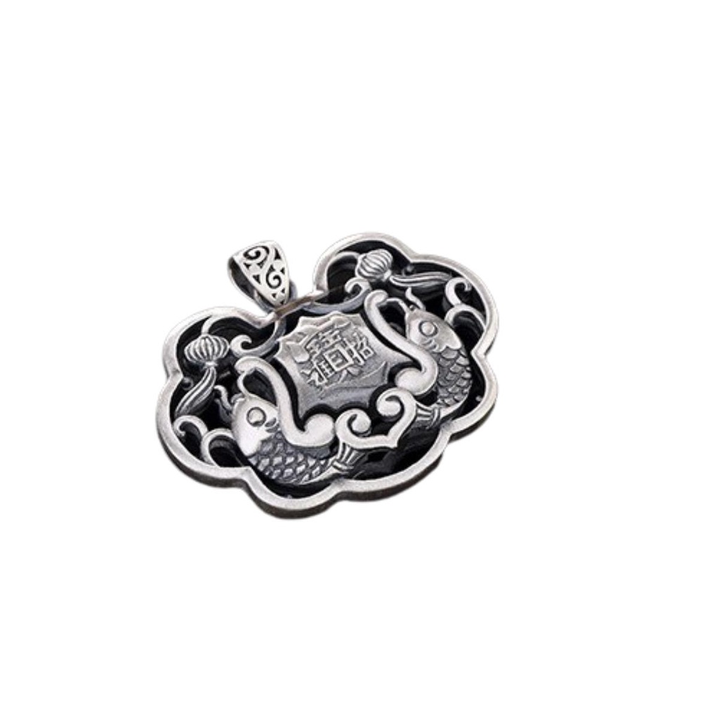 Mặt dây chuyền bạc khóa trường mệnh song ngư mặt chất liệu bạc Thái 925 thương hiệu Viễn Chí Bảo M100005